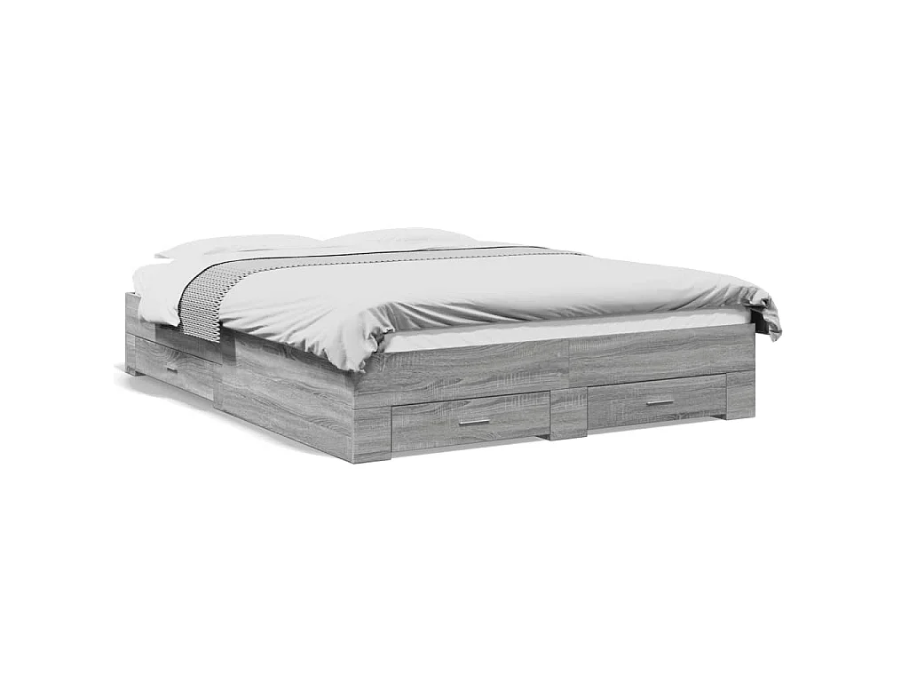 Bedframe met lades bewerkt hout grijs sonoma eiken 160x200 cm