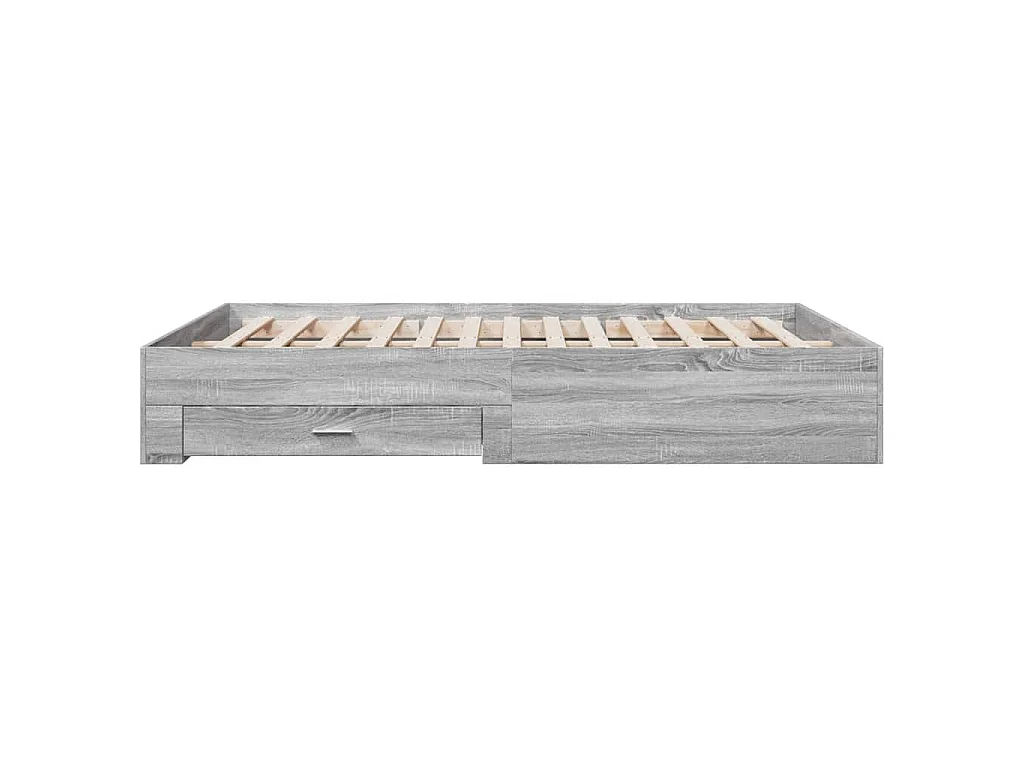 Cama con cajones madera ingeniería gris Sonoma 160x200 cm