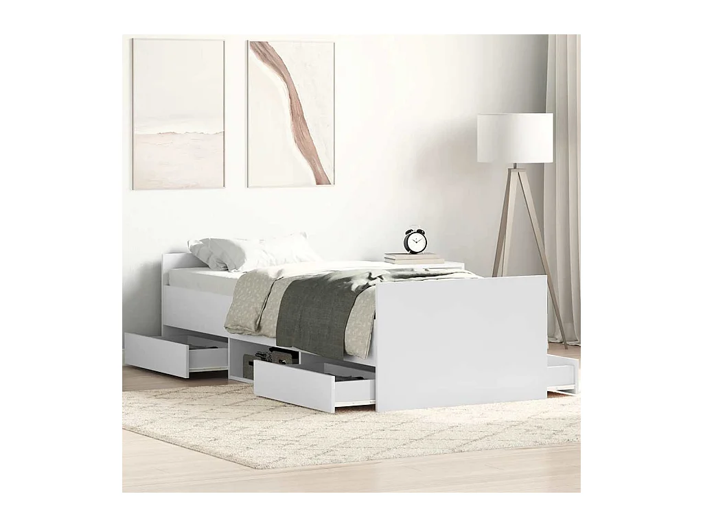 Cadre de lit sans matelas blanc 100x200 cm