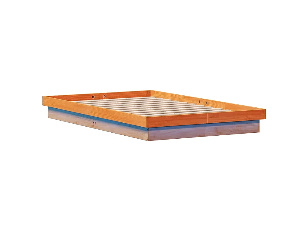 Massivholzbett mit LED-Beleuchtung Wachsbraun 120x190 cm Kiefer
