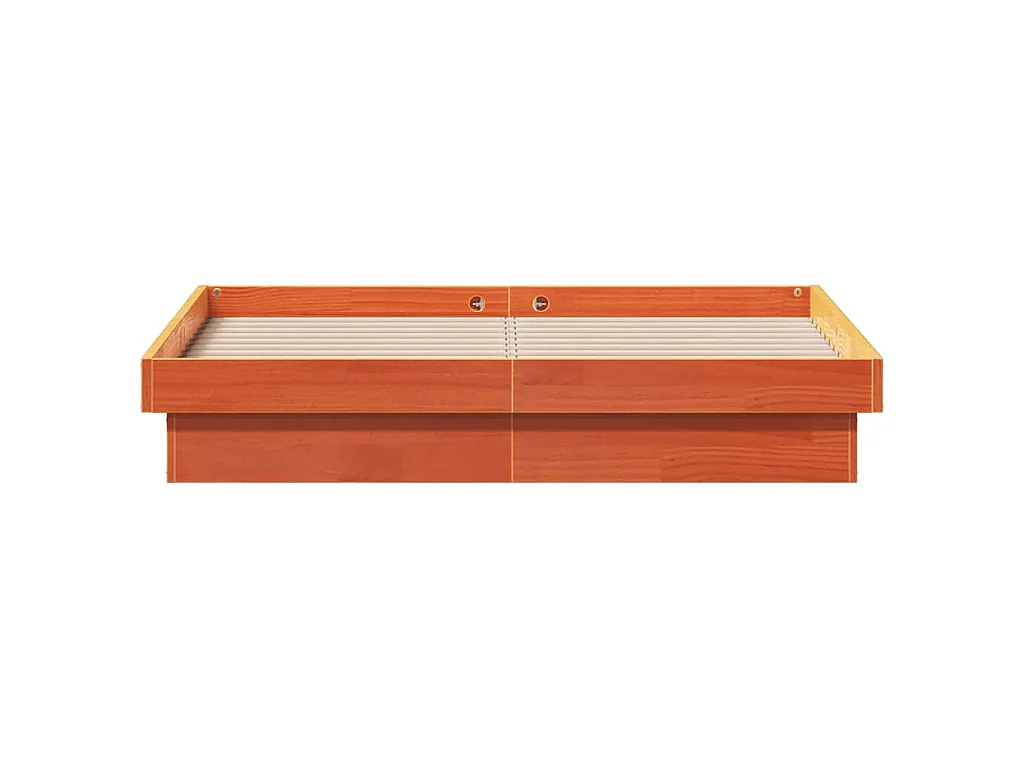 Massivholzbett mit LED-Beleuchtung Wachsbraun 120x190 cm Kiefer