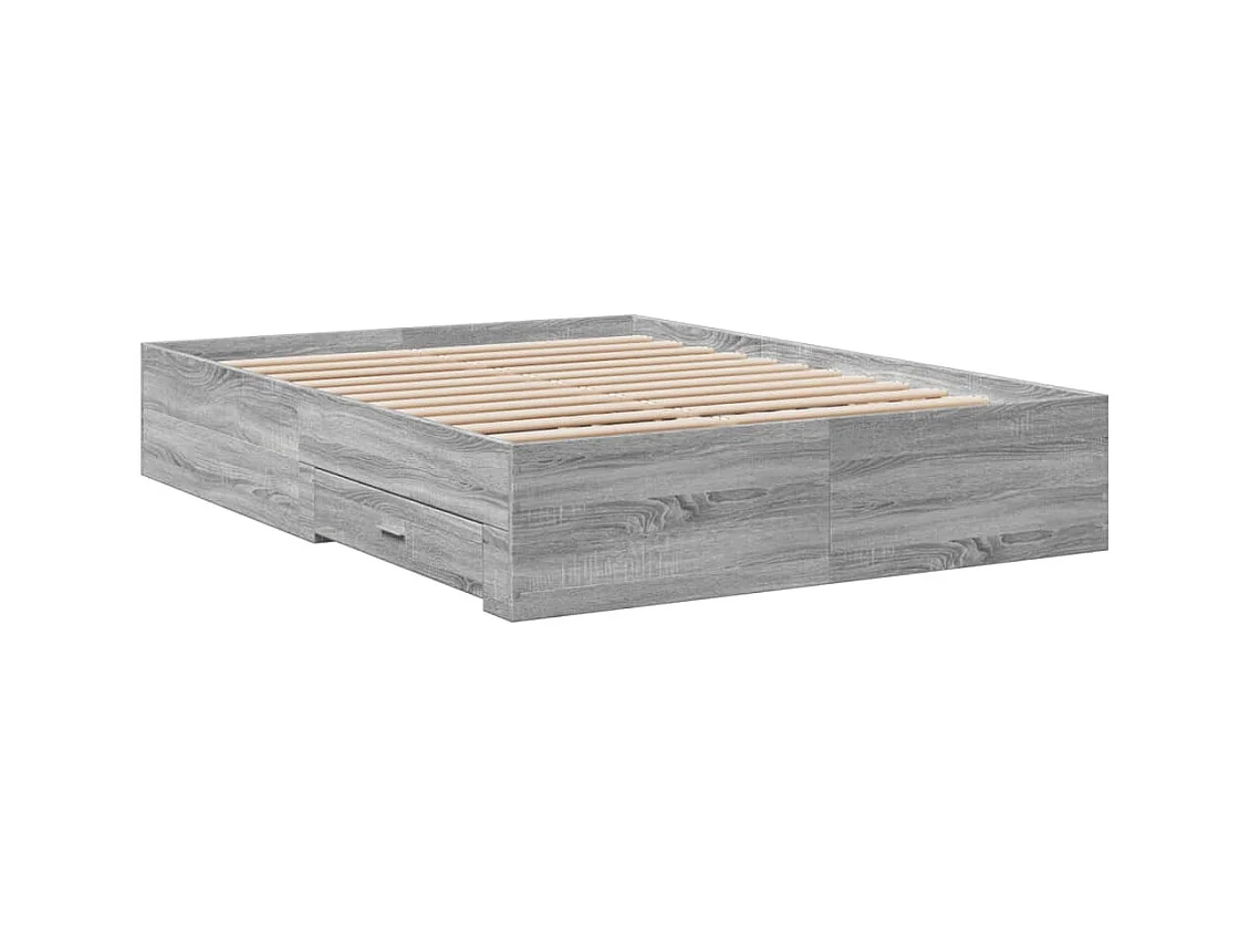 Bedframe met lades bewerkt hout grijs sonoma eiken 140x190 cm