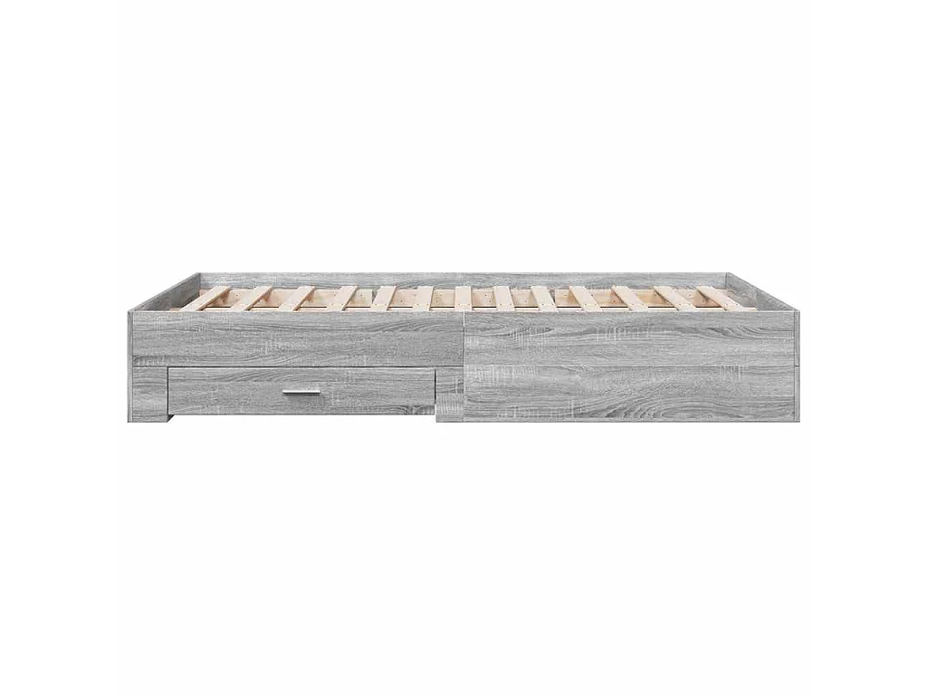 Cama con cajones madera ingeniería gris Sonoma 140x190 cm