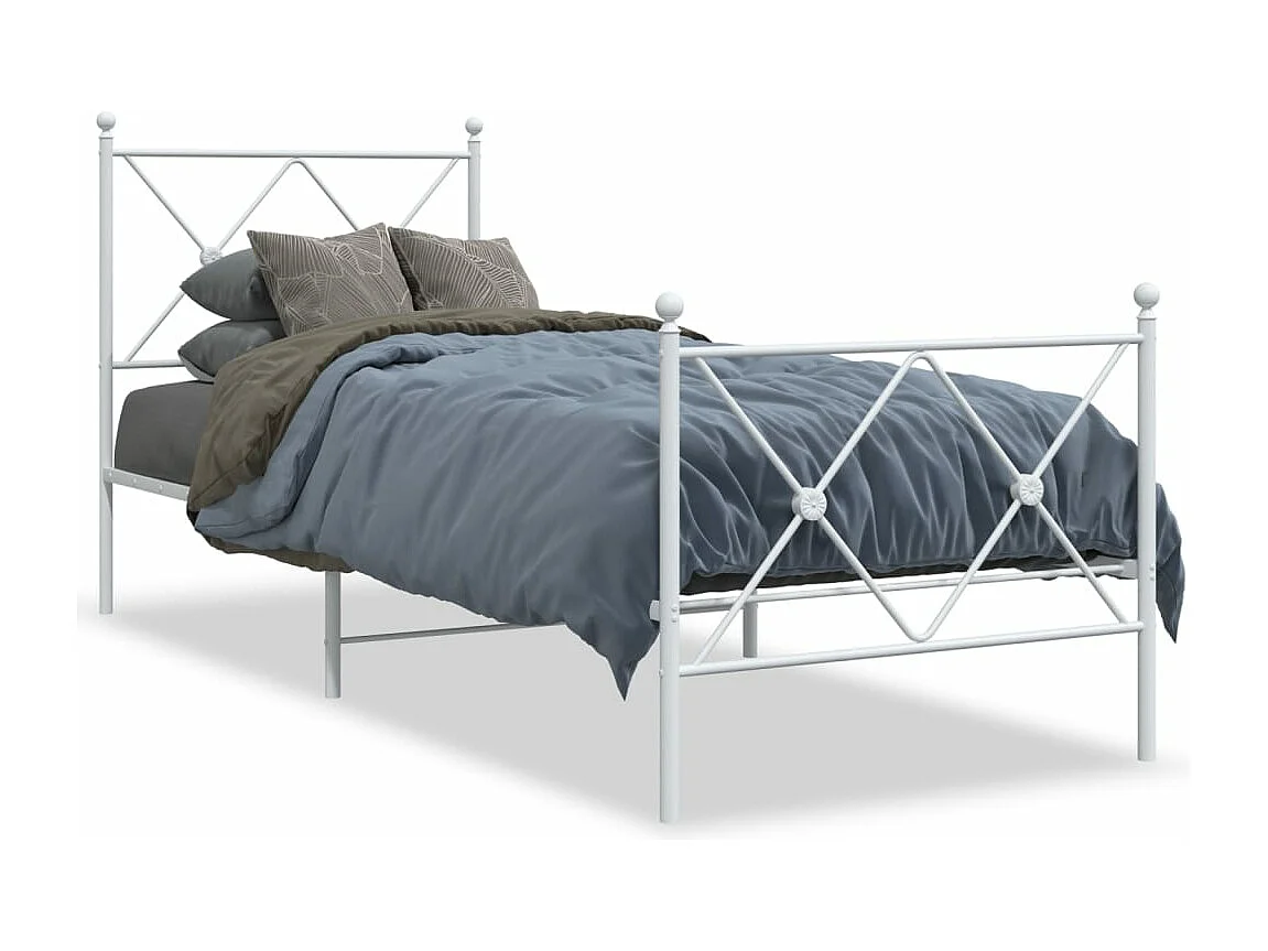 Estrutura de cama com cabeceira e pés 80x200 cm metal branco