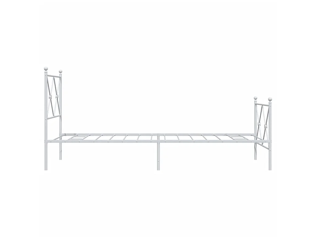 Cadre de lit métal sans matelas avec pied de lit blanc 80x200cm