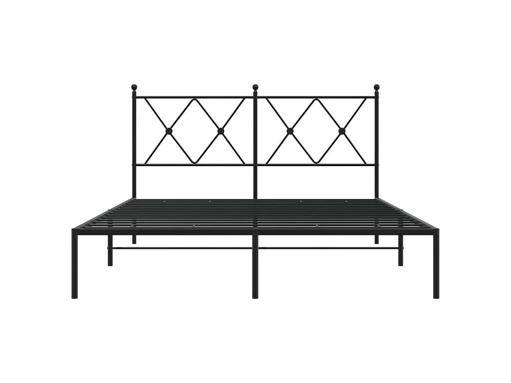 Cadre de lit métal sans matelas avec tête de lit noir 140x190cm