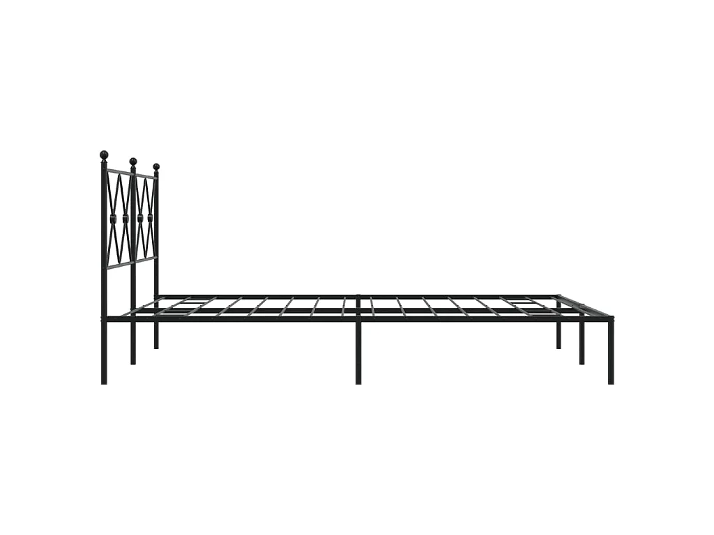 Cadre de lit métal sans matelas avec tête de lit noir 140x190cm