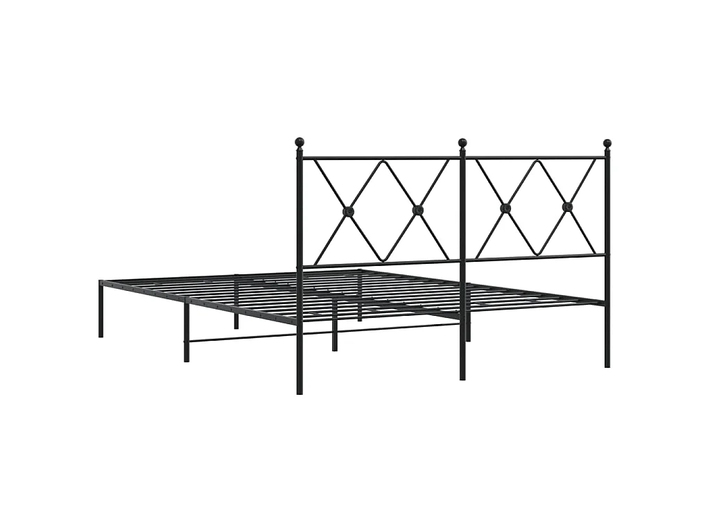 Cadre de lit métal sans matelas avec tête de lit noir 140x190cm