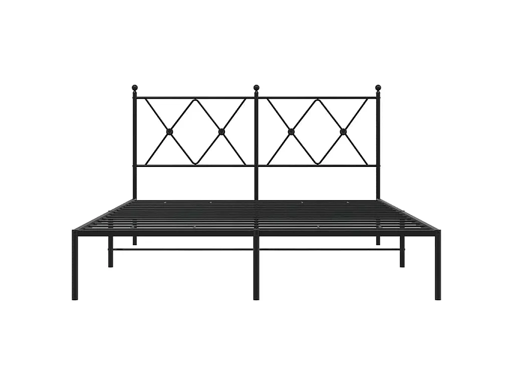 Cadre de lit métal sans matelas avec tête de lit noir 140x190cm