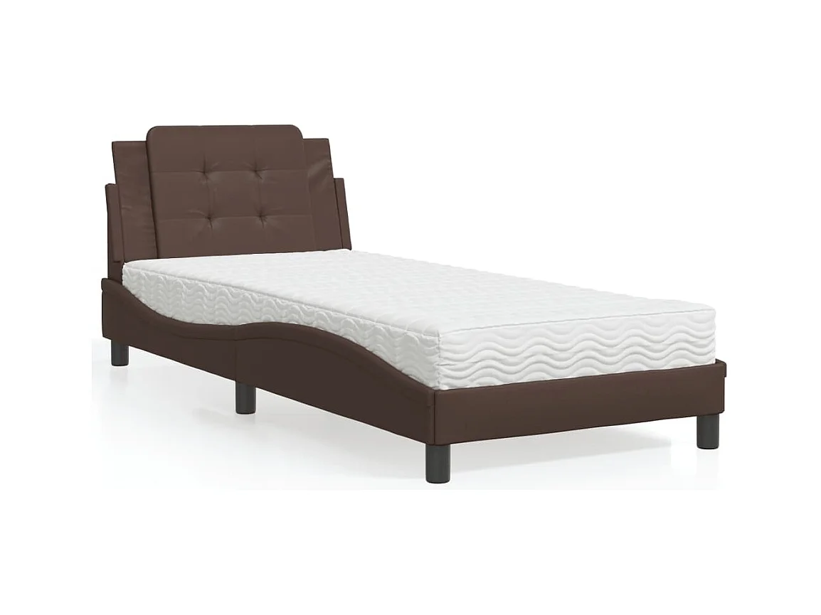 Lit avec matelas marron 80x200 cm similicuir