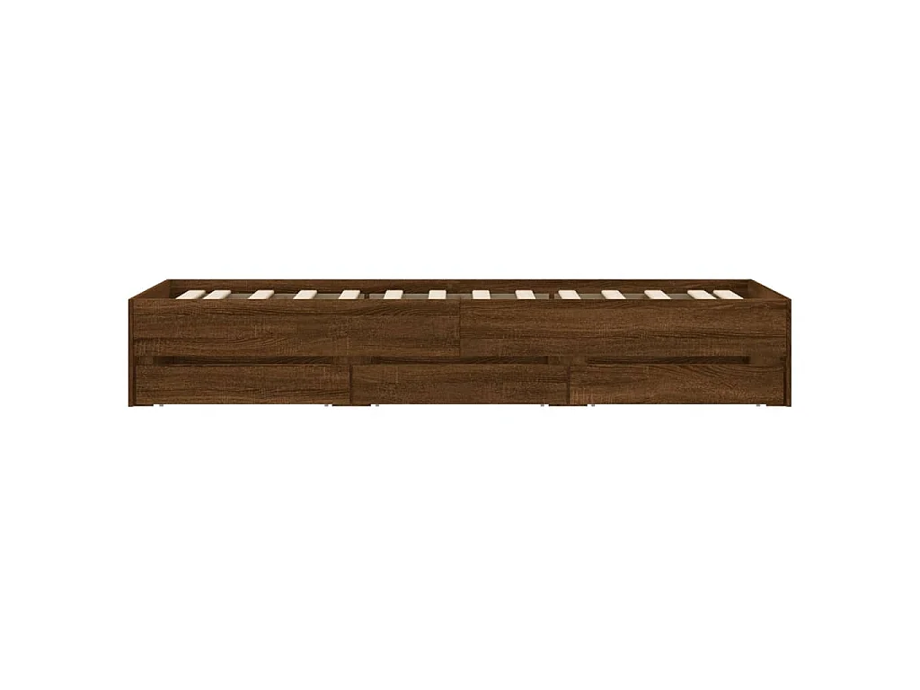 Cadre de lit avec tiroirs sans matelas chêne marron 90x190 cm