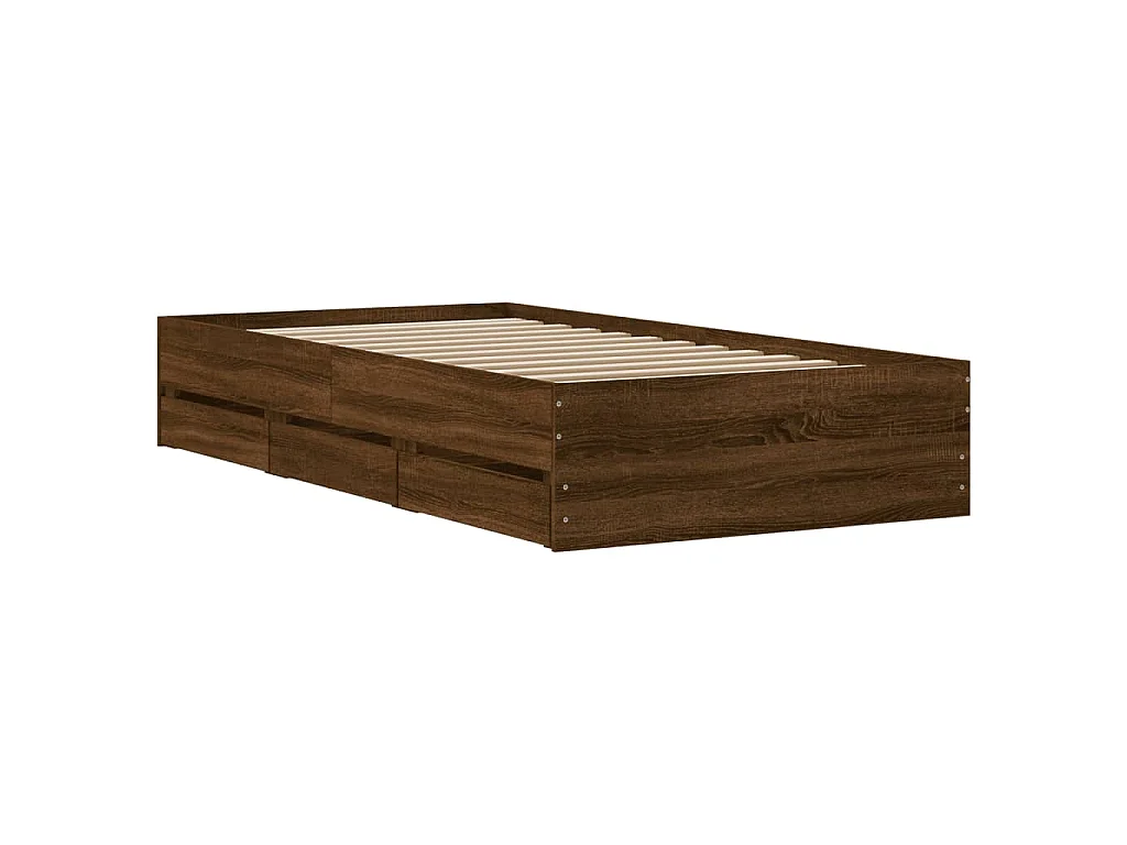 Cadre de lit avec tiroirs sans matelas chêne marron 90x190 cm