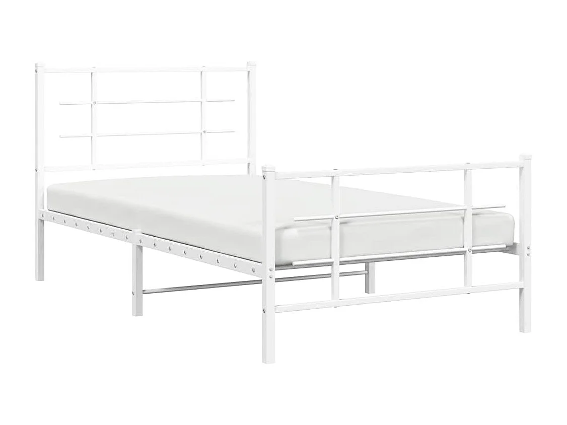 Estrutura de cama com cabeceira e pés 100x190 cm metal branco