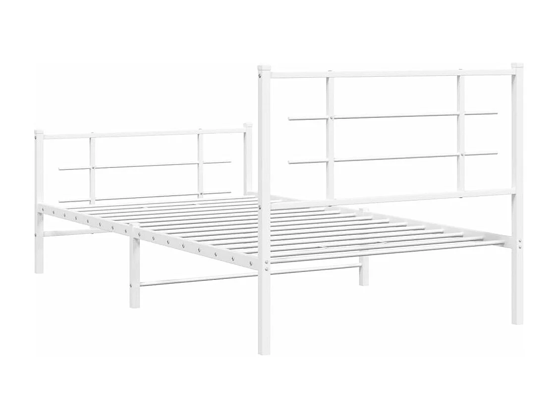 Bettgestell mit Kopf- und Fußteil Metall Weiß 100x190 cm