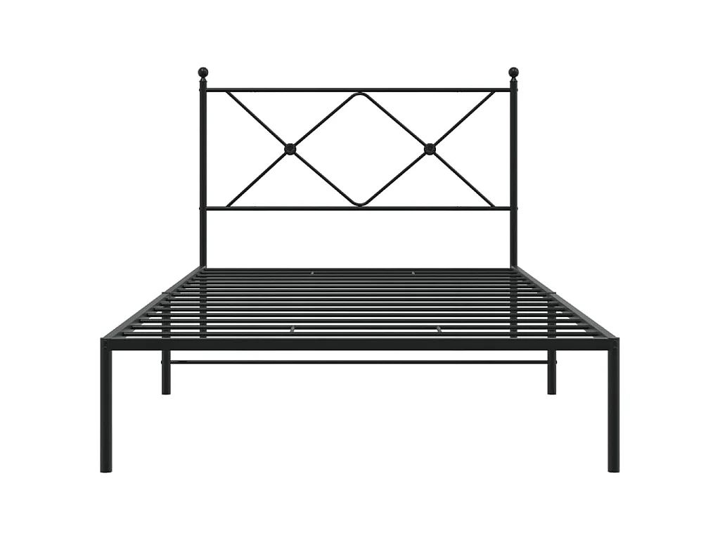Cadre de lit métal sans matelas avec tête de lit noir 100x200cm