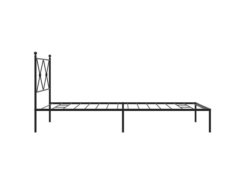 Cadre de lit métal sans matelas avec tête de lit noir 100x200cm