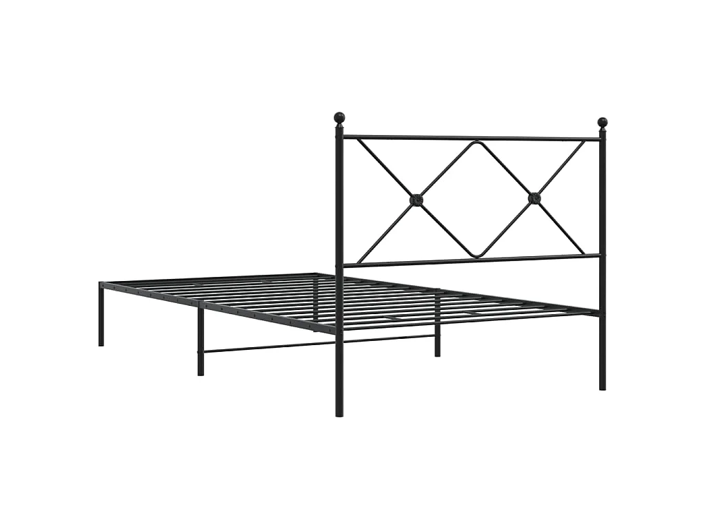 Cadre de lit métal sans matelas avec tête de lit noir 100x200cm