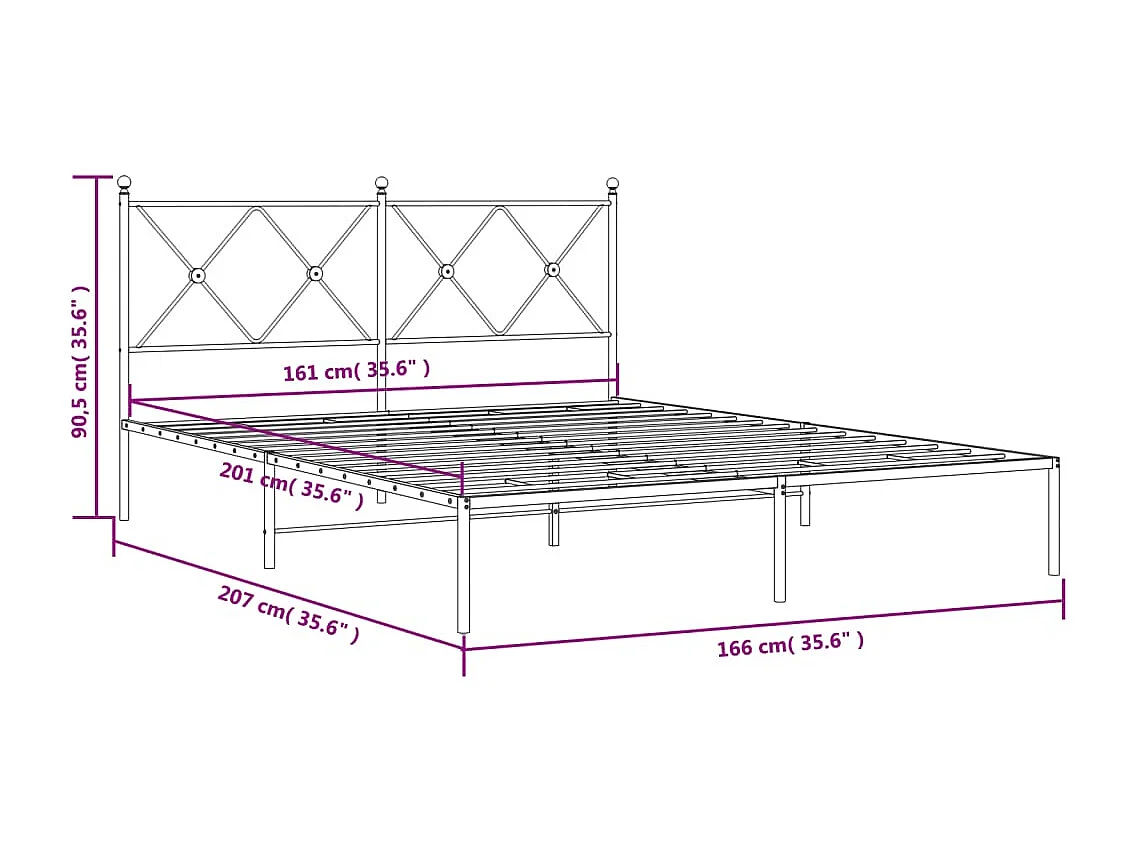 Bettgestell mit Kopfteil Metall Weiß 160x200 cm