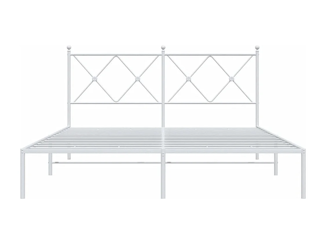 Cadre de lit métal sans matelas et tête de lit blanc 160x200 cm