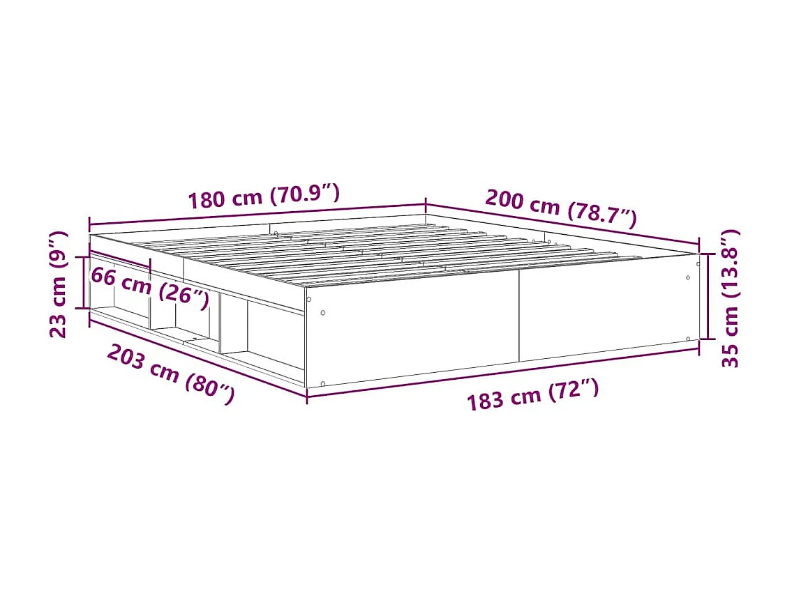 Estructura de cama doble sin colchón negro 180x200 cm