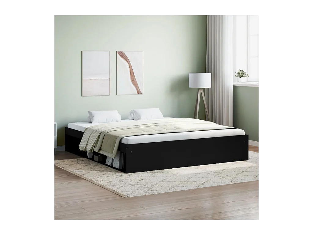 Cadre de lit sans matelas noir 180x200 cm
