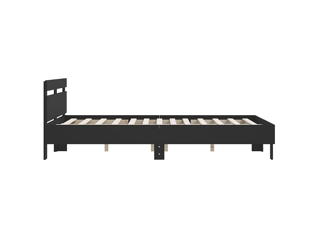 Giroletto con Testiera Nero 140x200 cm in Legno Multistrato