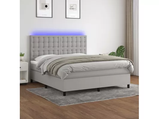 Kauf Unique Boxspringbett mit Matratze & LED Hellgrau 180x200 cm Stoff