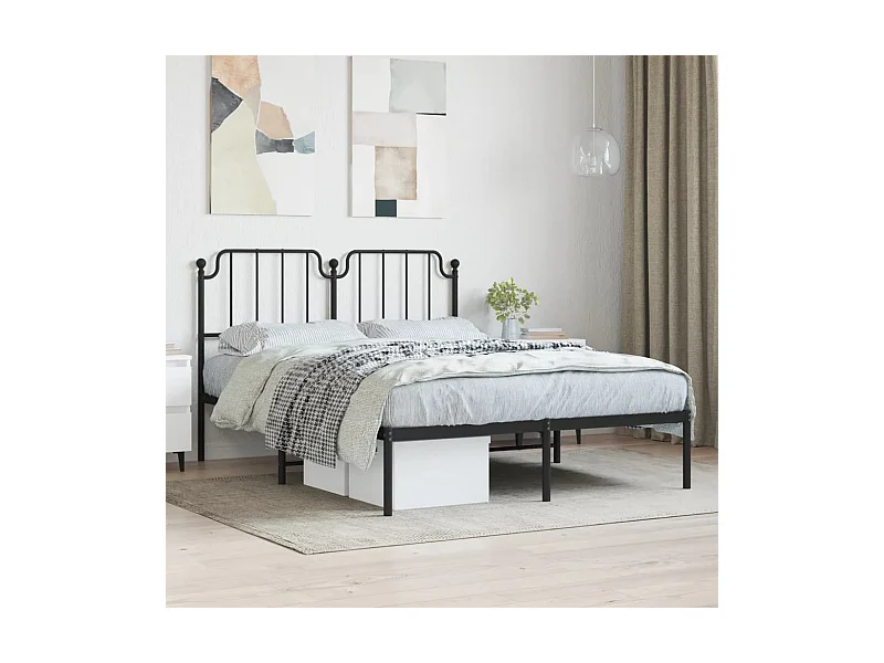 Estrutura de cama com cabeceira 140x190 cm metal preto