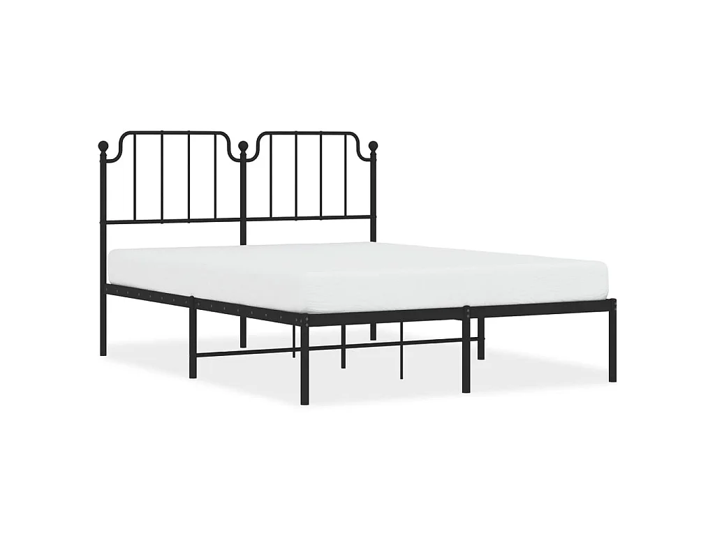 Cadre de lit métal sans matelas avec tête de lit noir 140x190cm