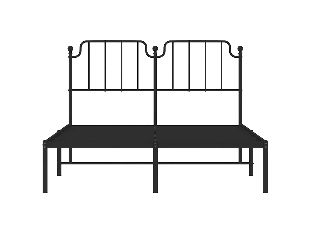 Cadre de lit métal sans matelas avec tête de lit noir 140x190cm