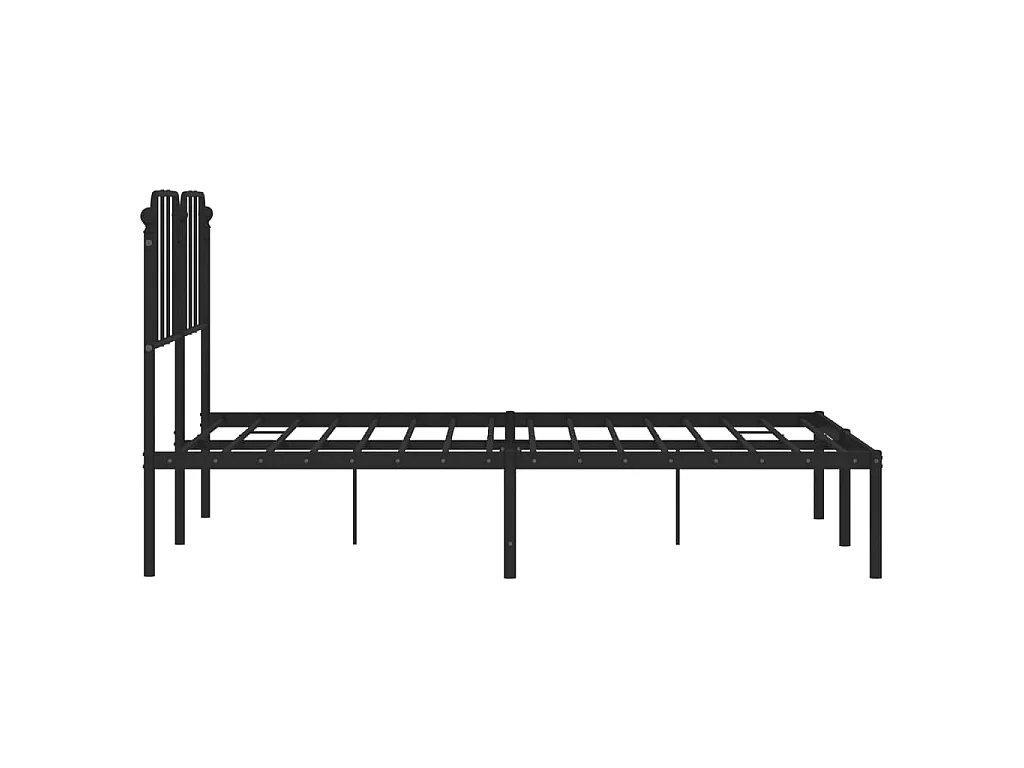 Cadre de lit métal sans matelas avec tête de lit noir 140x190cm