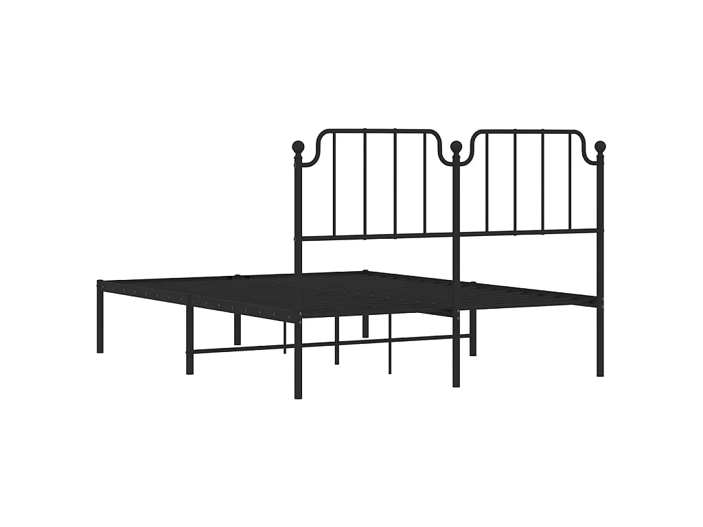 Cadre de lit métal sans matelas avec tête de lit noir 140x190cm