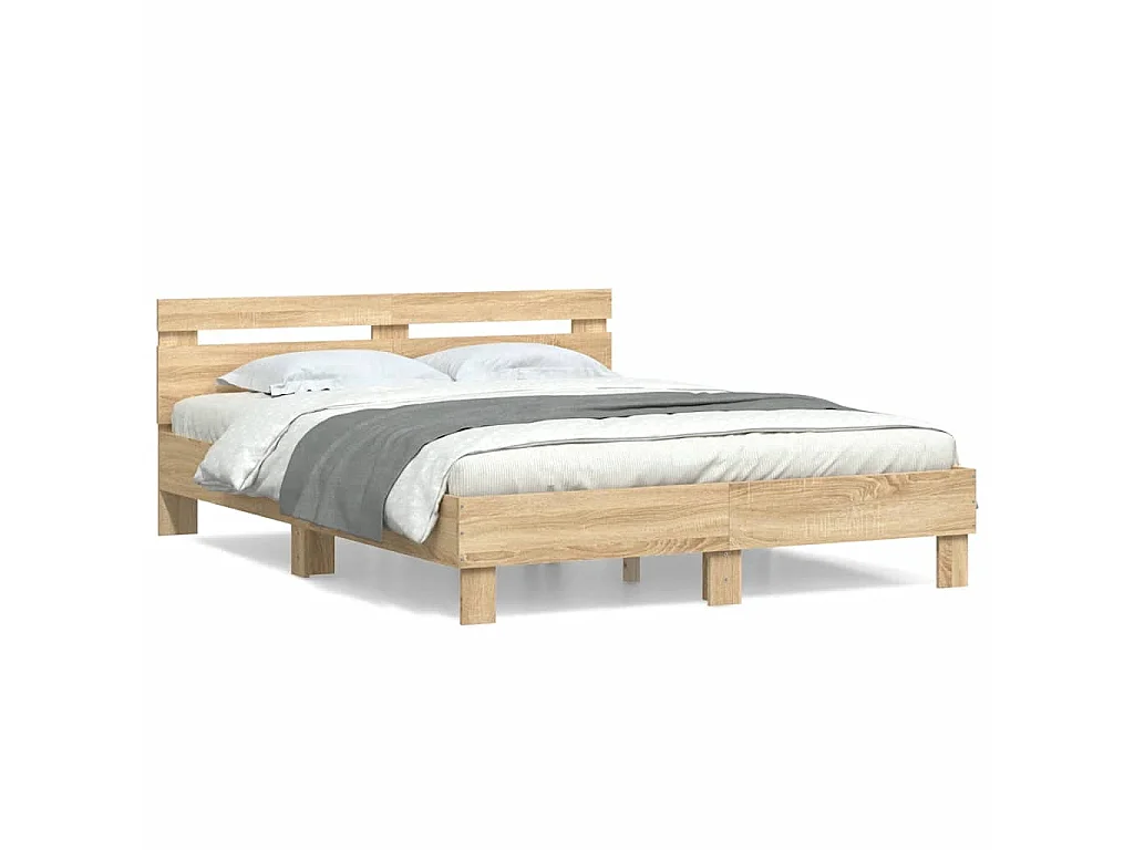 Cama con cabecero madera de ingeniería roble Sonoma 140x200 cm