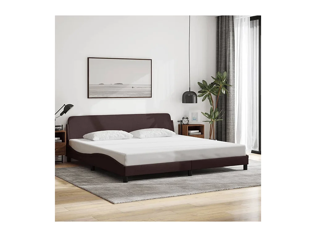 Cadre de lit sans matelas marron foncé 200x200 cm tissu