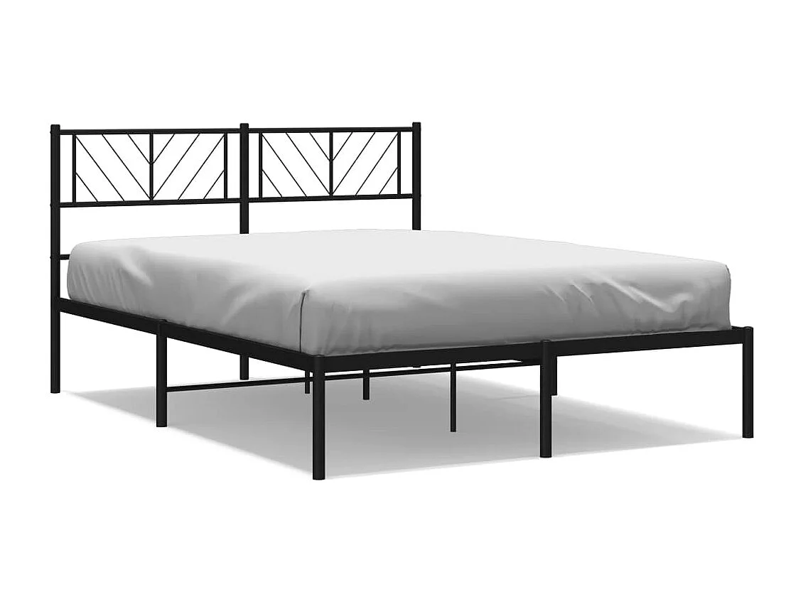 Cadre de lit métal sans matelas et tête de lit noir 160x200 cm