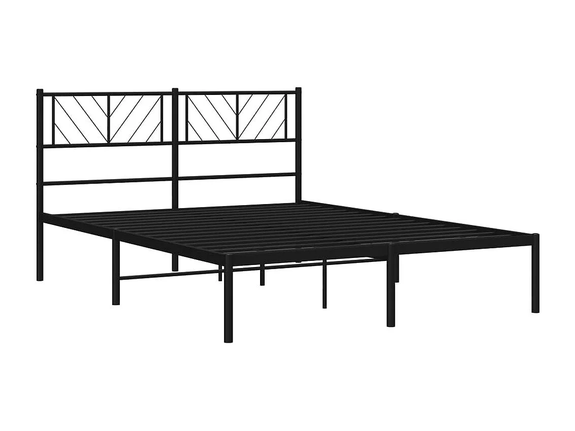 Cadre de lit métal sans matelas et tête de lit noir 160x200 cm