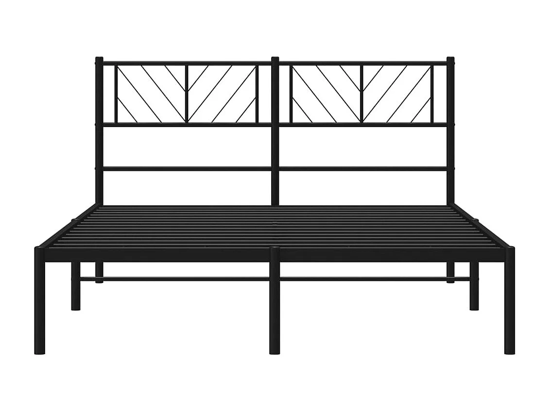 Cadre de lit métal sans matelas et tête de lit noir 160x200 cm