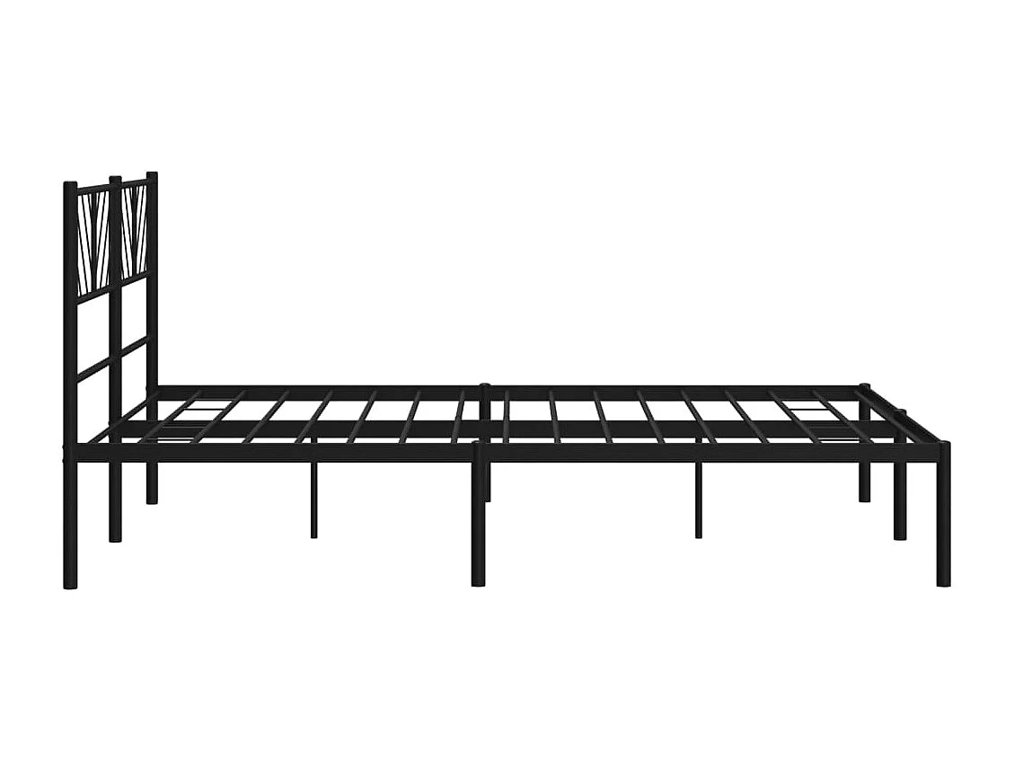 Cadre de lit métal sans matelas et tête de lit noir 160x200 cm