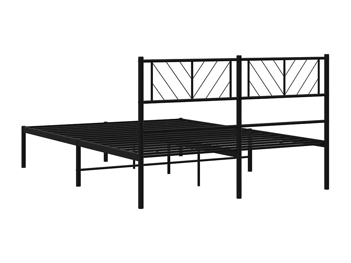 Cadre de lit métal sans matelas et tête de lit noir 160x200 cm