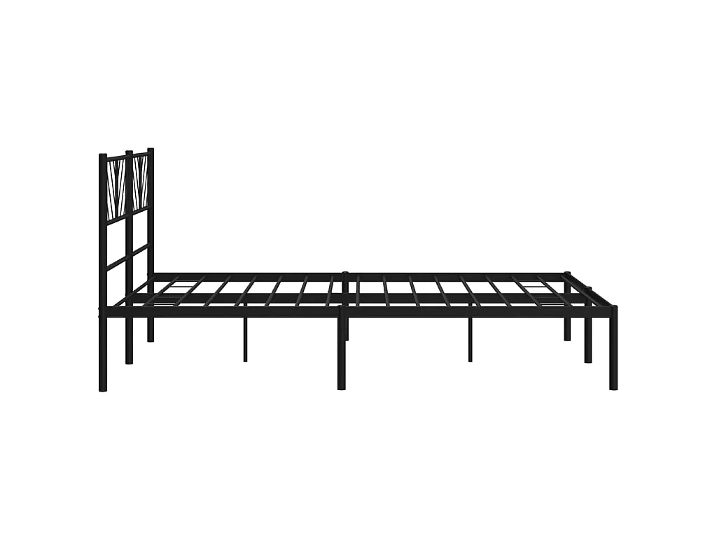 Cadre de lit métal sans matelas et tête de lit noir 160x200 cm