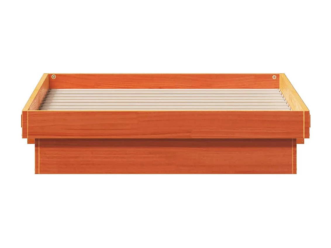 Bedframe met LED massief grenenhout wasbruin 90x200 cm