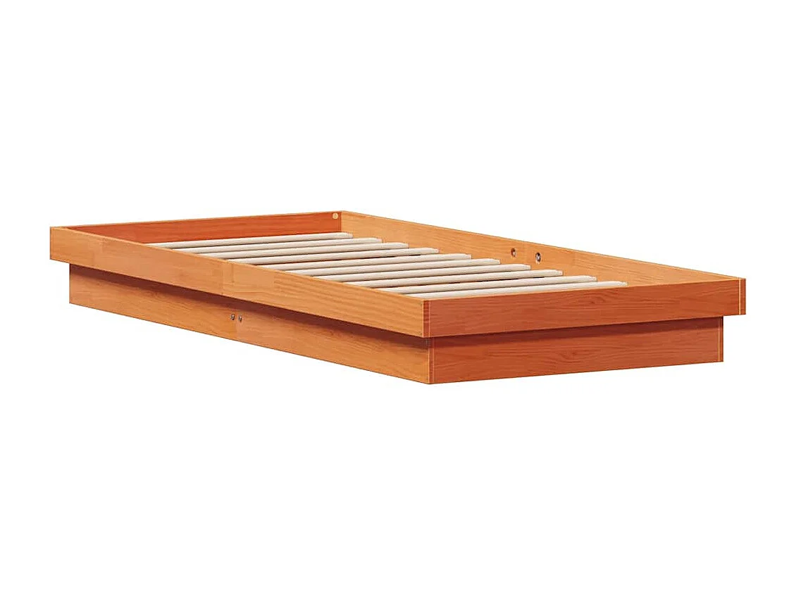 Bedframe met LED massief grenenhout wasbruin 90x200 cm