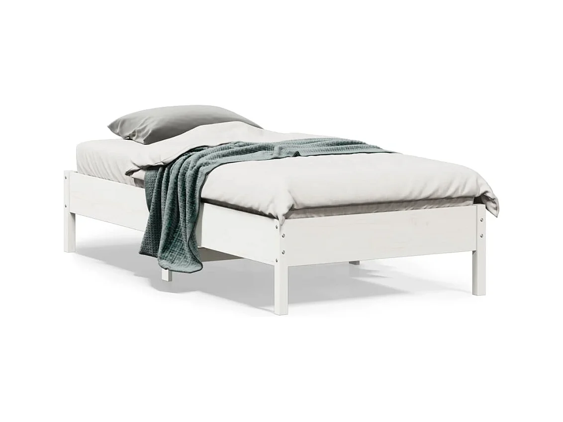Cadre de lit sans matelas blanc 75x190 cm bois de pin massif