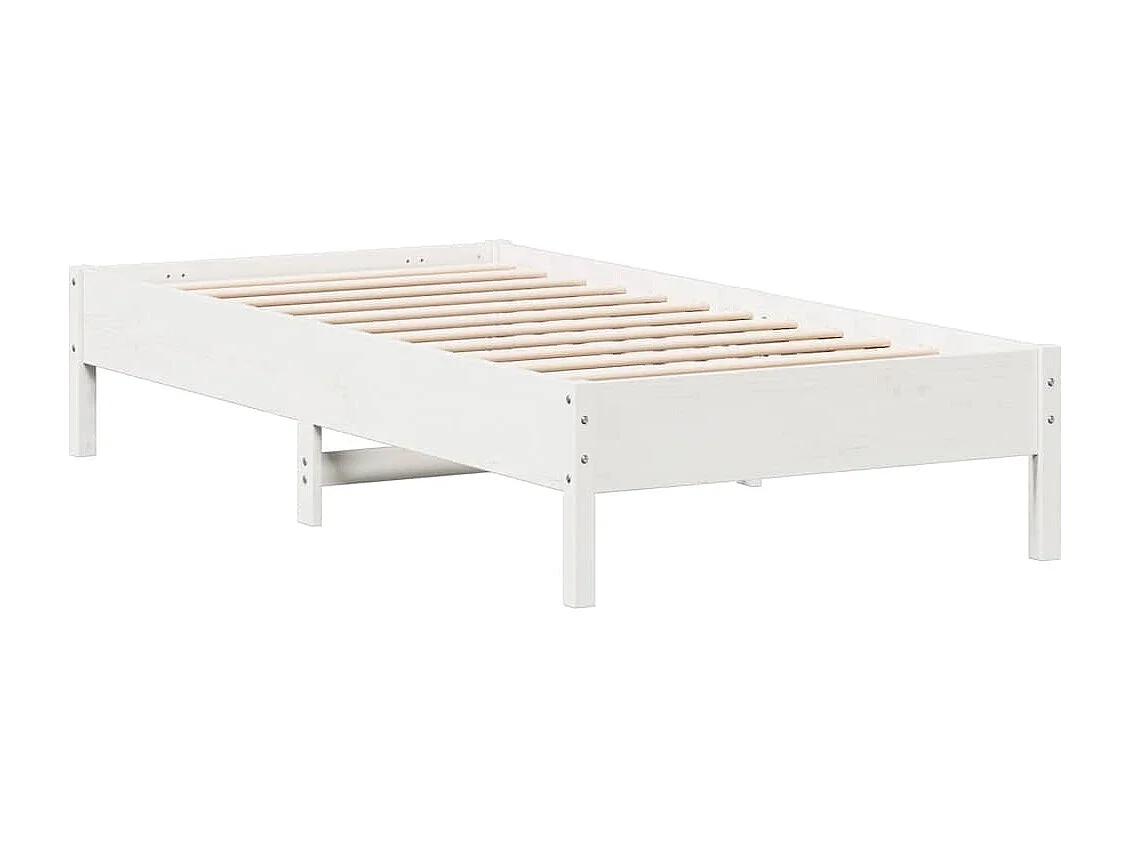 Cadre de lit sans matelas blanc 75x190 cm bois de pin massif
