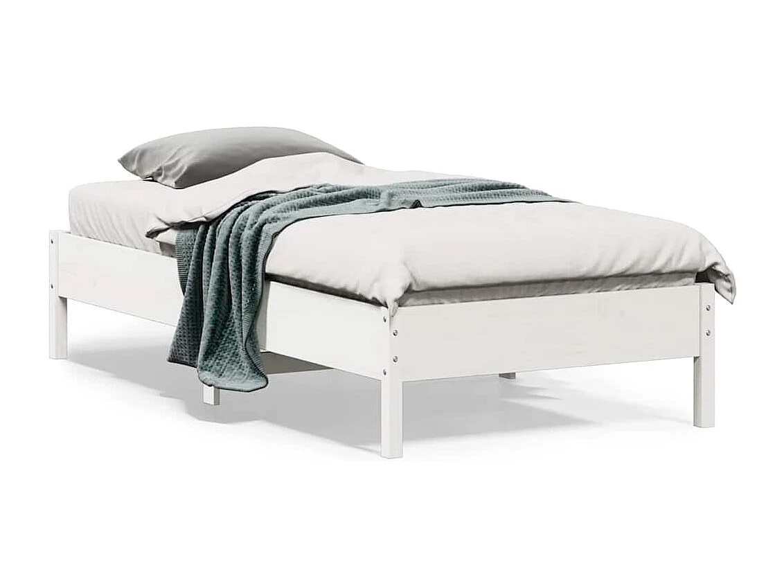 Cadre de lit sans matelas blanc 75x190 cm bois de pin massif