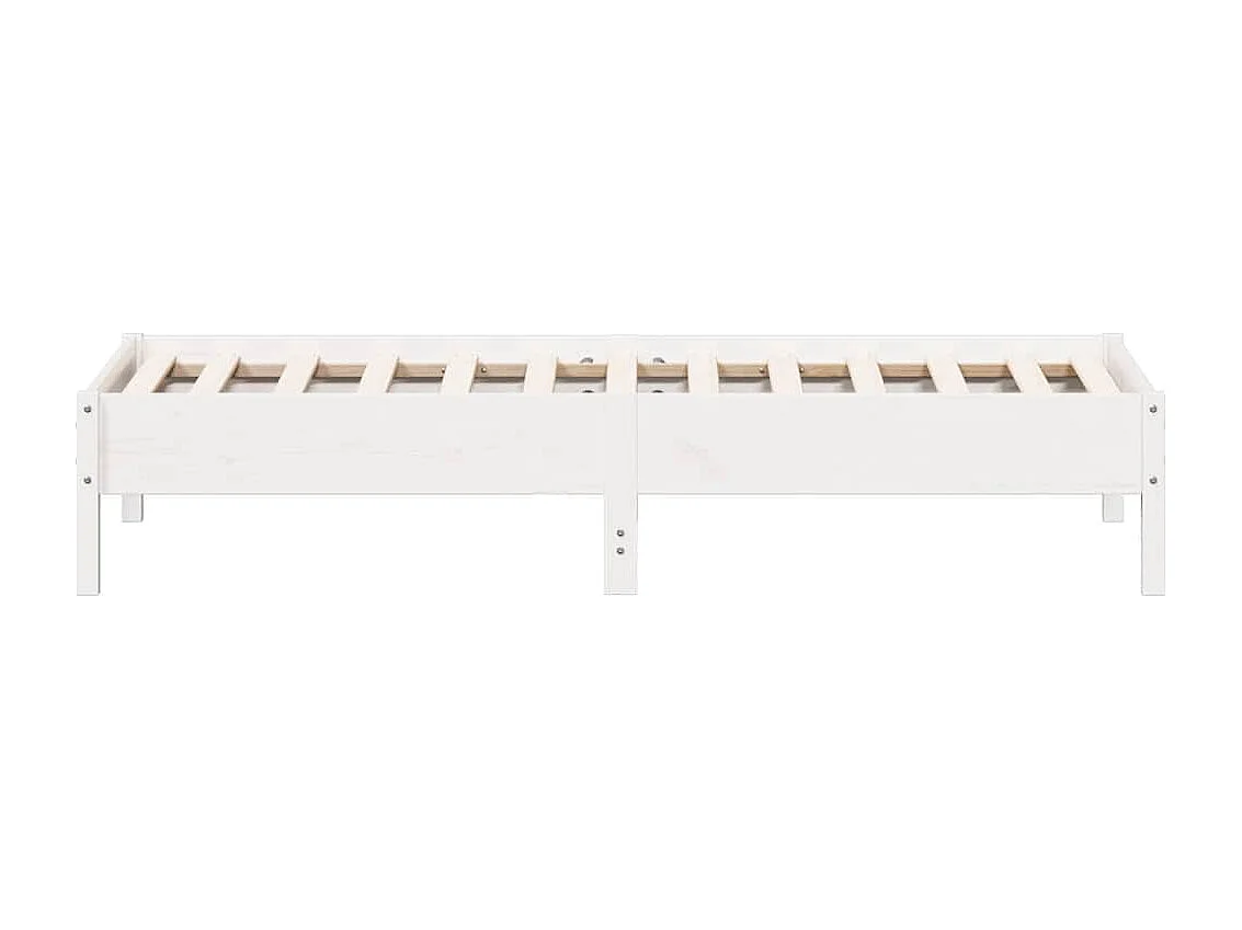 Cadre de lit sans matelas blanc 75x190 cm bois de pin massif