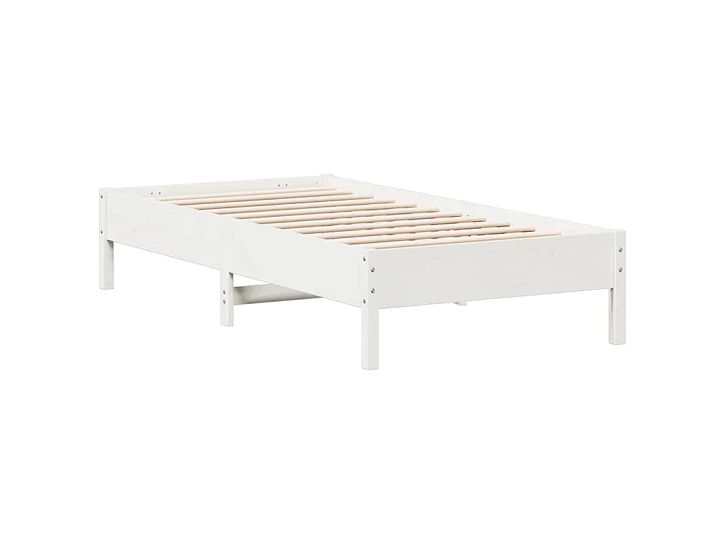 Bedframe zonder matras massief grenenhout wit 75x190 cm