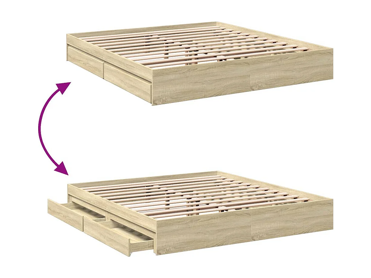 Giroletto Cassetti Rovere Sonoma 200x200 cm Legno Multistrato