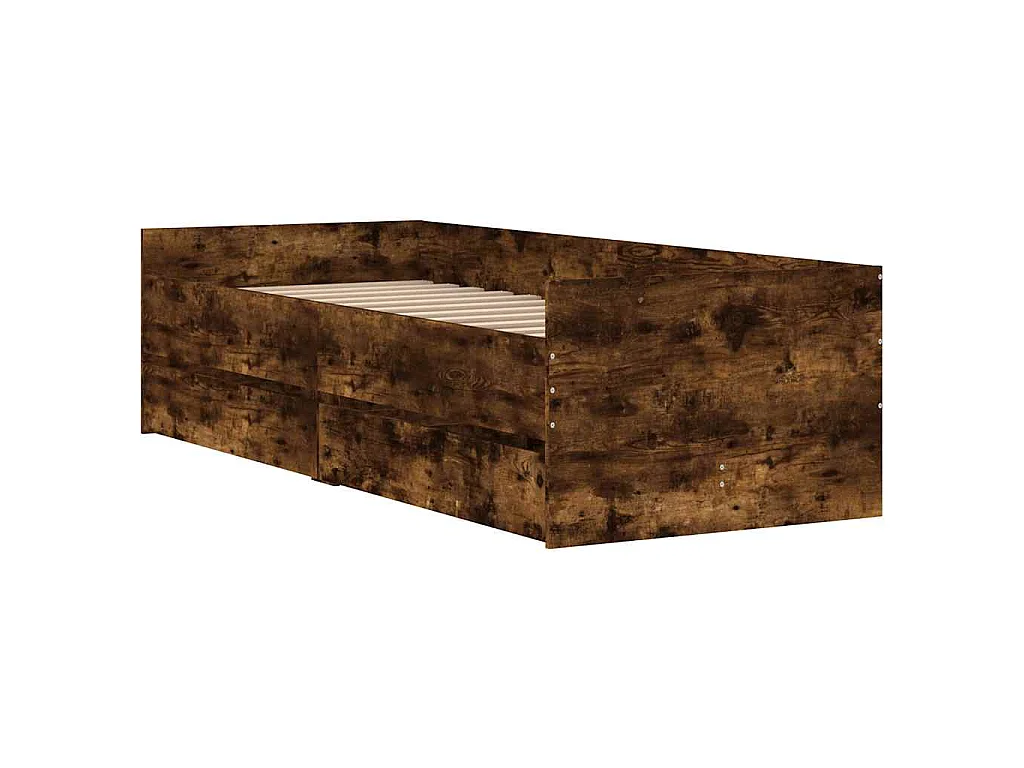 Bettgestell mit Schubladen Räuchereiche 90x190 cm