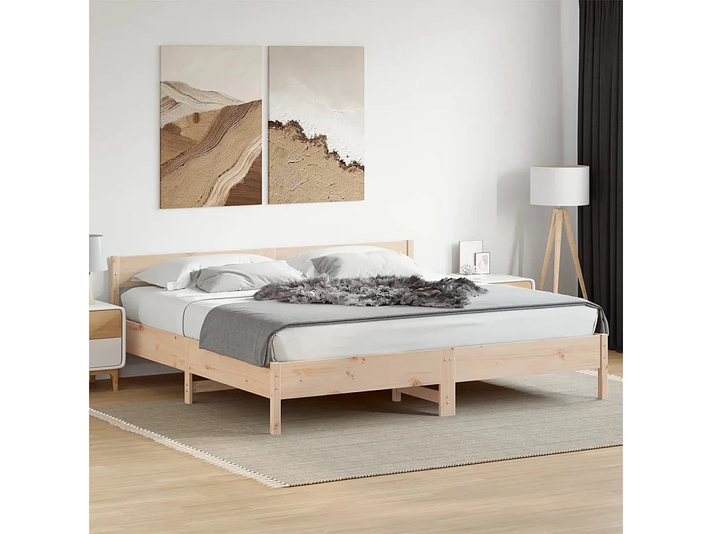 Estructura de cama sin colchón madera maciza de pino 180x200 cm